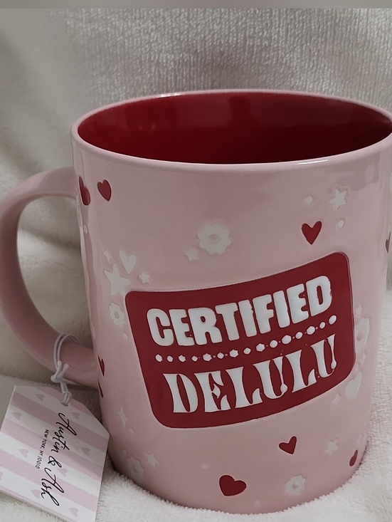 Austin & Ash Other - Certified Delulu Pink Ceramic Mug with Red Interior